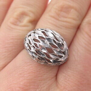 VARGAS 925 Sterling Silver Antique Art Deco Oxidized Dome Ring Size 7